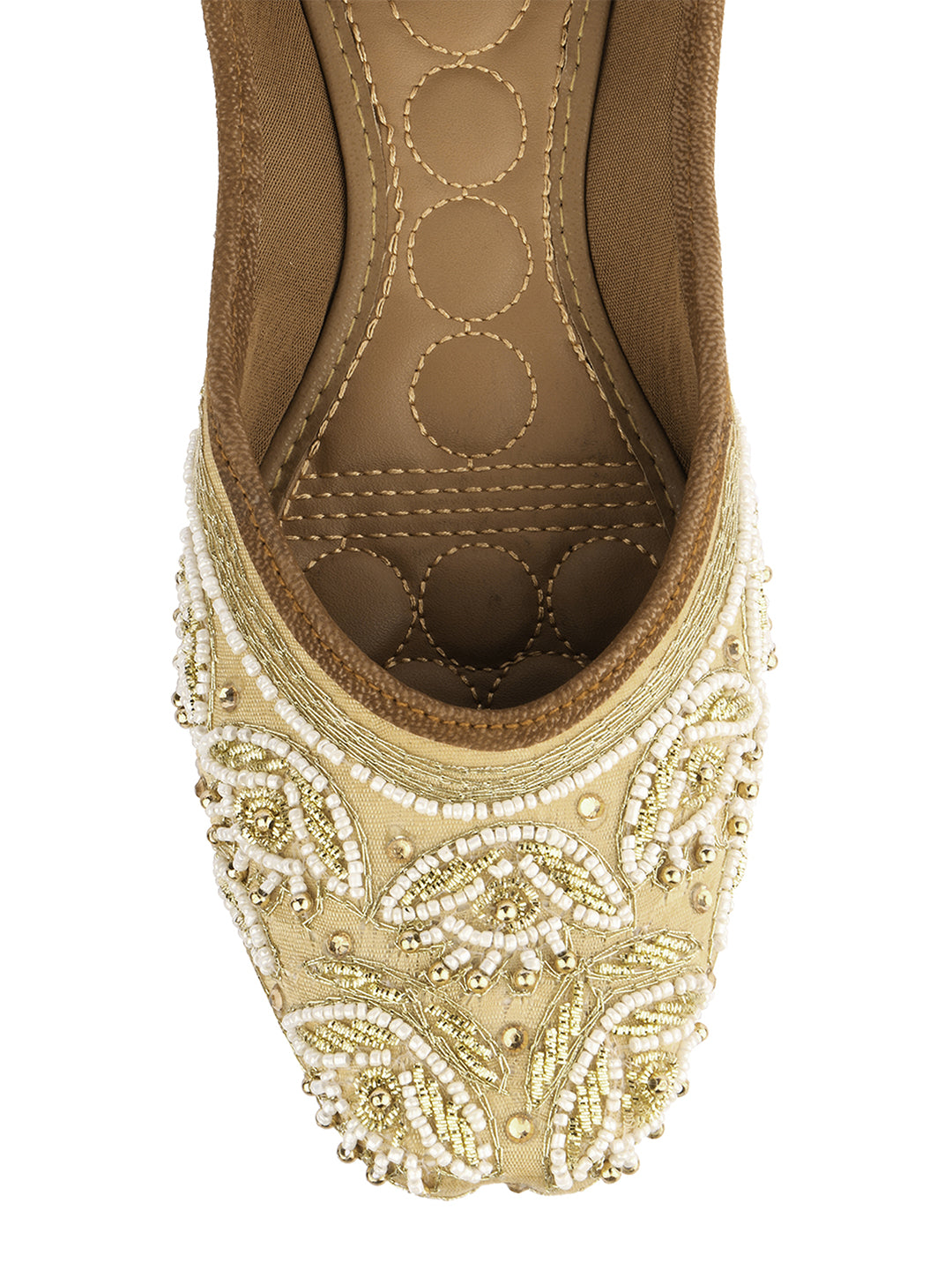 Desi Colour Women Indian Ethnic Footwear-Party Collection - Gold White Pearl - Distacart