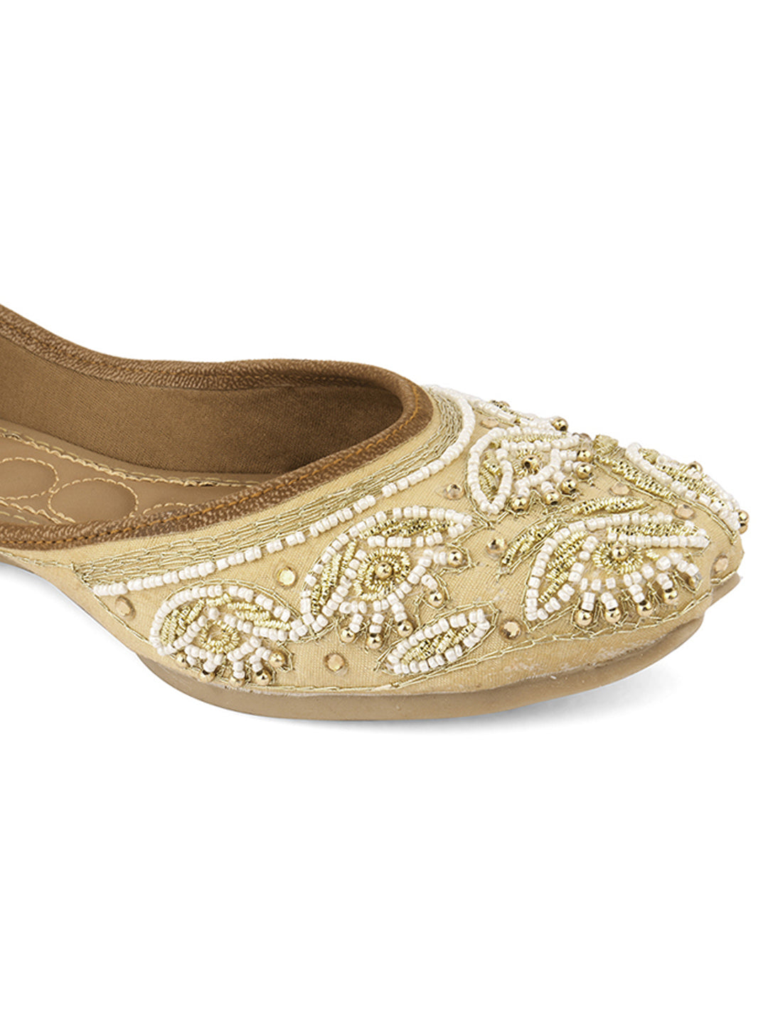 Desi Colour Women Indian Ethnic Footwear-Party Collection - Gold White Pearl - Distacart