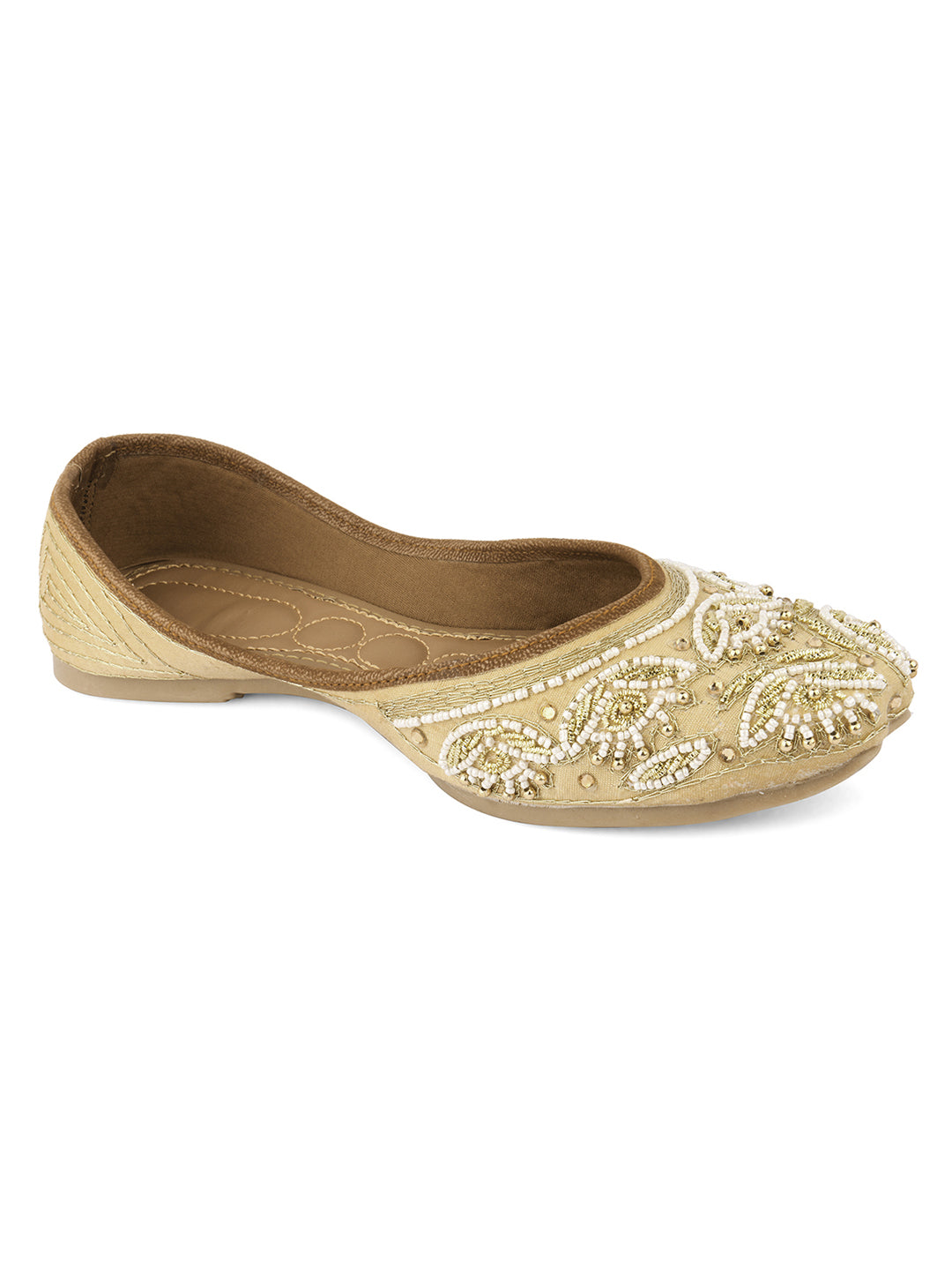 Desi Colour Women Indian Ethnic Footwear-Party Collection - Gold White Pearl - Distacart