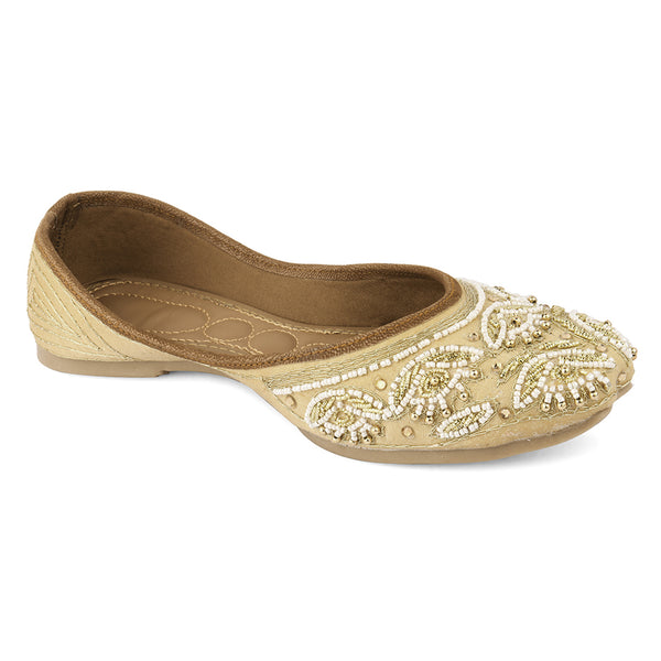 Desi Colour Women Indian Ethnic Footwear-Party Collection - Gold White Pearl - Distacart