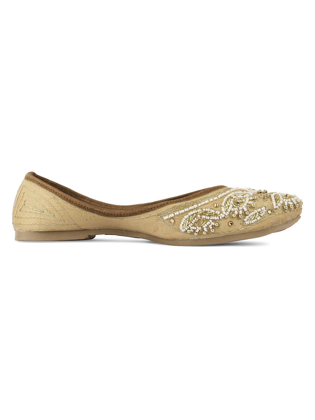 Desi Colour Women Indian Ethnic Footwear-Party Collection - Gold White Pearl - Distacart