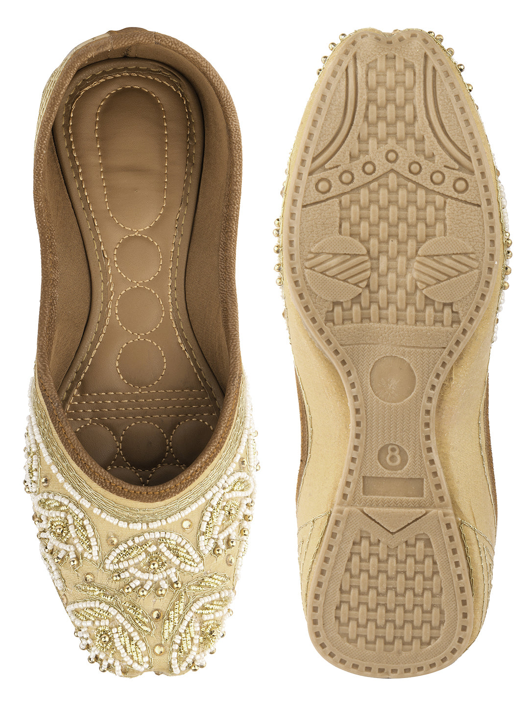 Desi Colour Women Indian Ethnic Footwear-Party Collection - Gold White Pearl - Distacart