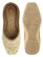 Thumbnail for Desi Colour Women Indian Ethnic Footwear-Party Collection - Gold White Pearl - Distacart
