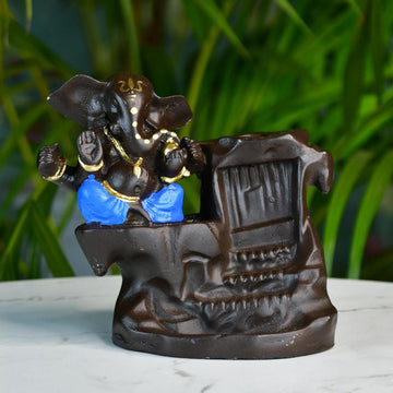 Artisan Blue Ganesh Smoke Fountain Tabletop Decor by Sowpeace / Unique Home Showpiece - Distacart