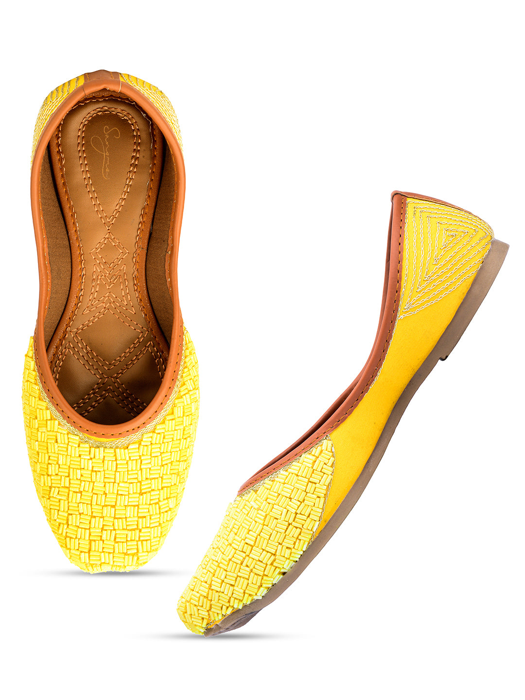 Desi Colour Women Indian Ethnic Footwear-Yellow Pipe - Distacart