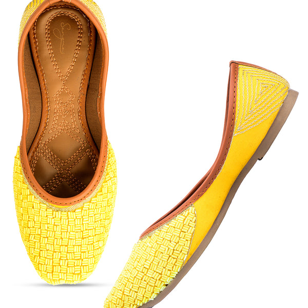 Desi Colour Women Indian Ethnic Footwear-Yellow Pipe - Distacart