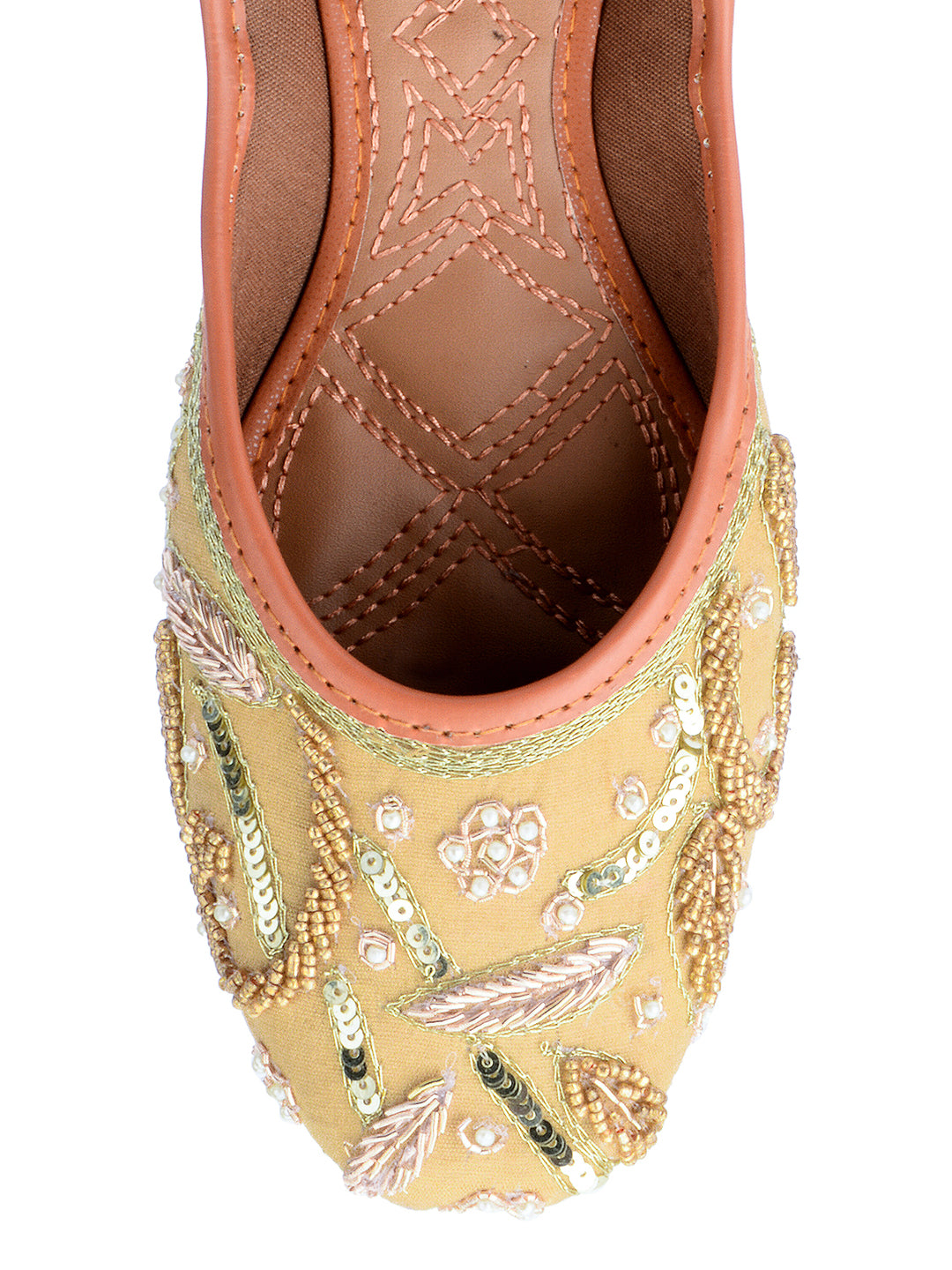 Desi Colour Women Indian Ethnic Footwear-Gold Emb - Distacart