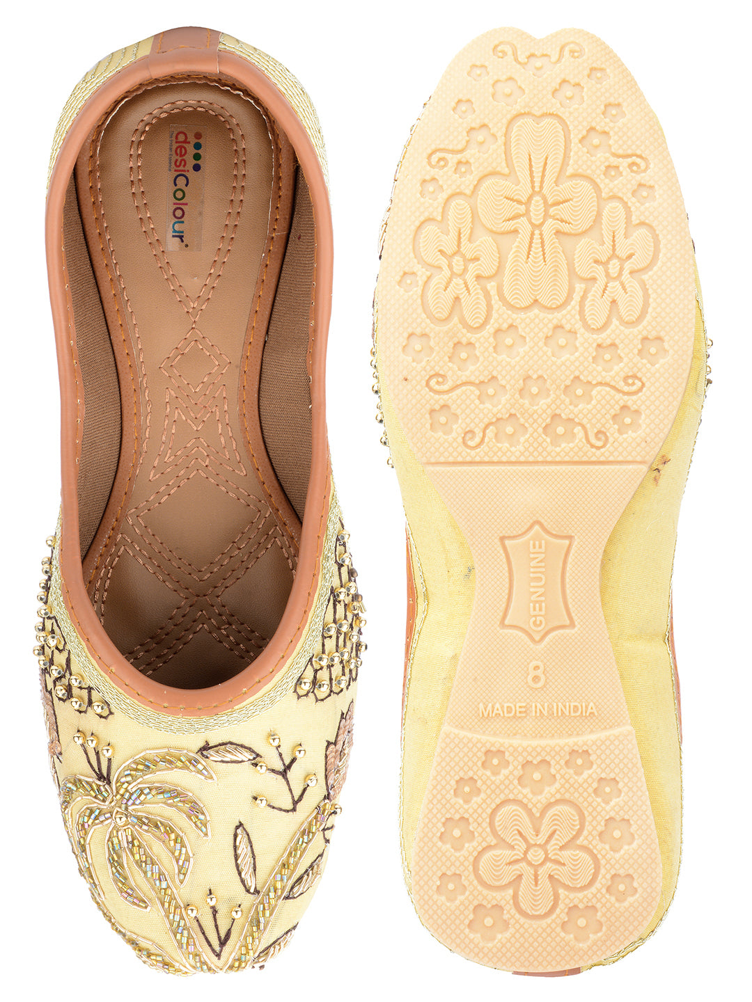 Desi Colour Women Indian Ethnic Footwear-Gold Dabka-1 - Distacart