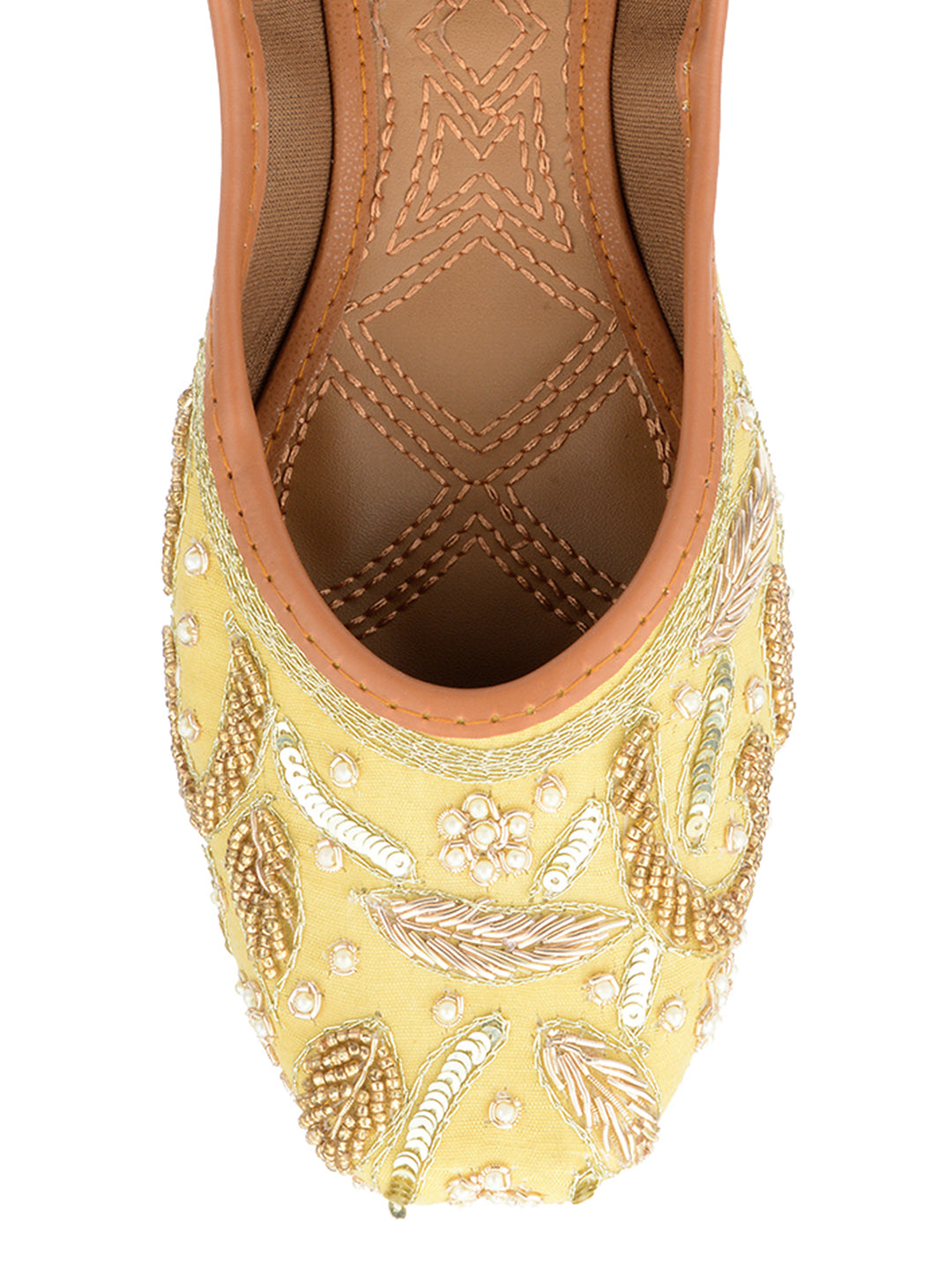 Desi Colour Women Indian Ethnic Footwear-Gold Dabka-2 - Distacart