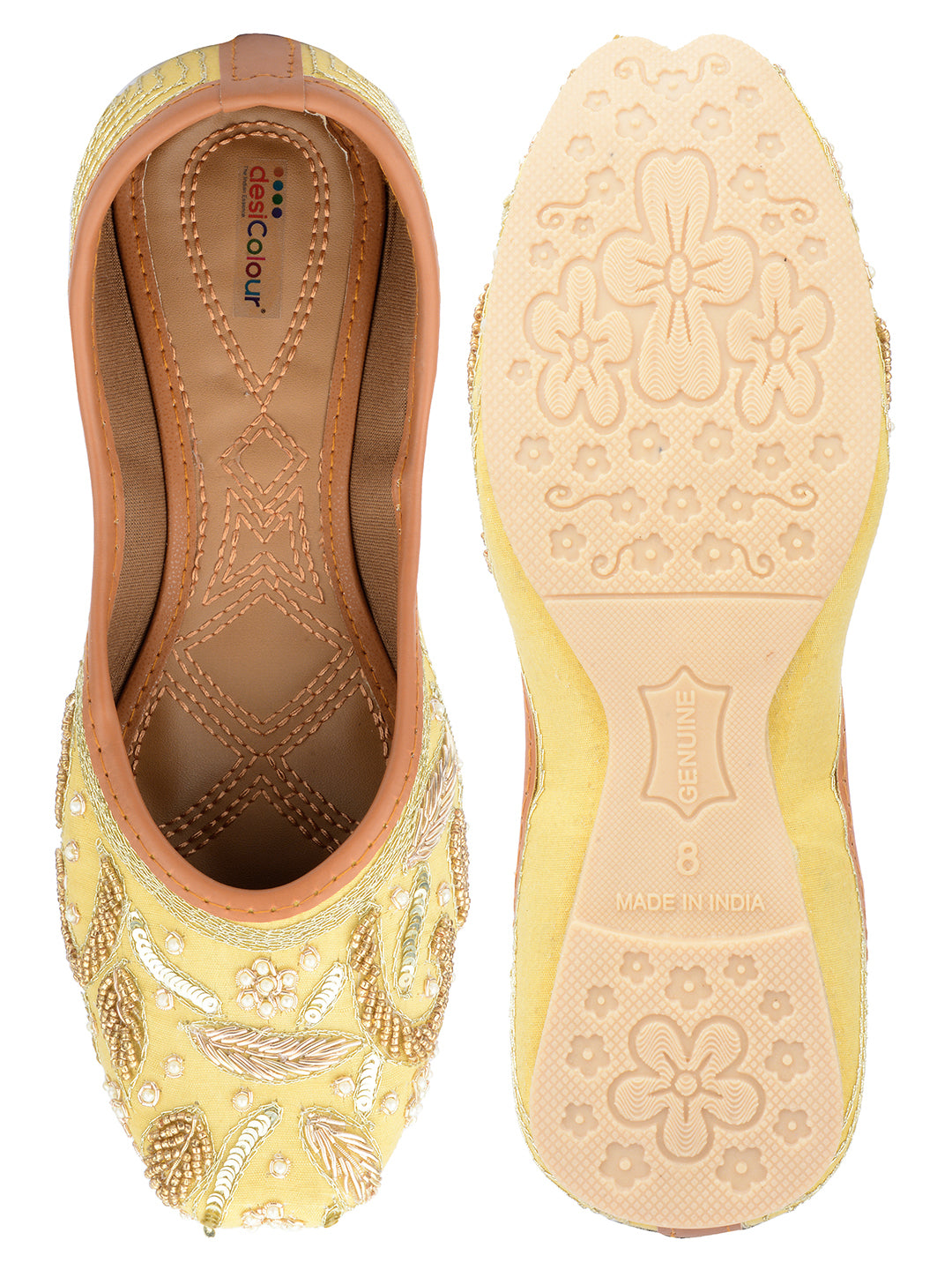 Desi Colour Women Indian Ethnic Footwear-Gold Dabka-2 - Distacart