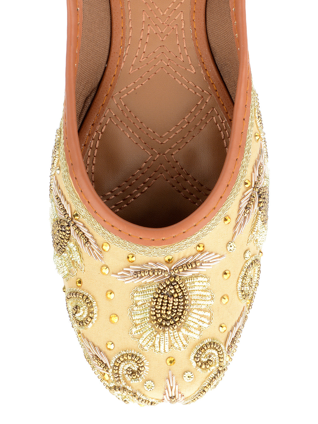 Desi Colour Women Indian Ethnic Footwear-Gold Dabka Emb - Distacart