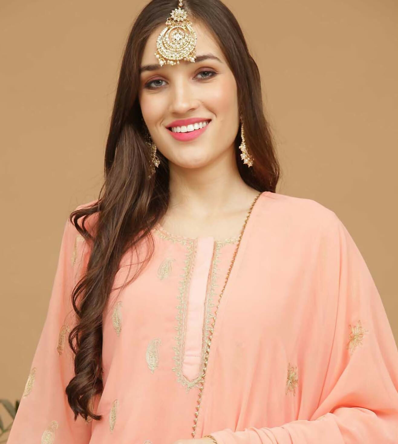 Joban Fashion Lite Beige Georgette Lehenga Set