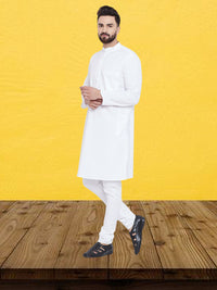 Thumbnail for Even Apparels Men's Pure Cotton Self Design White Kurta - Distacart
