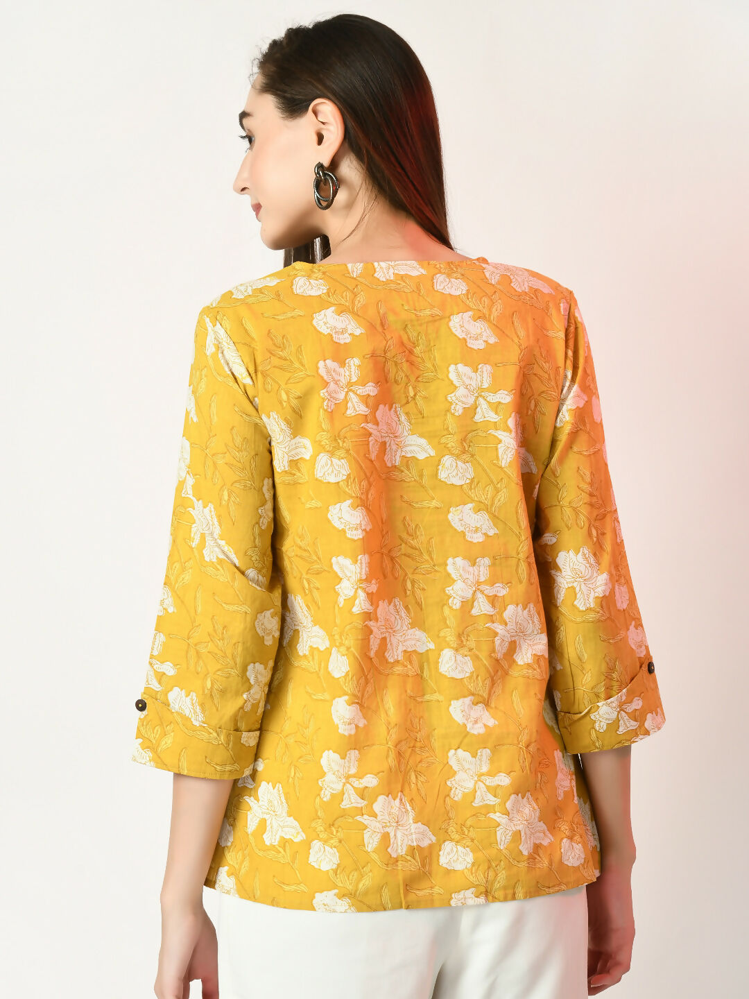 Myshka Women's Yellow Printed Top - Distacart