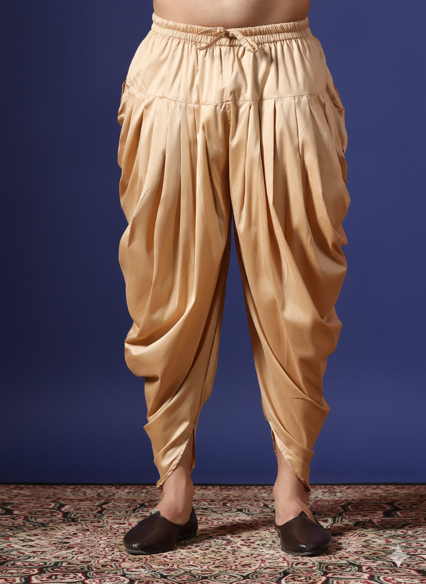 Zavaya Beige Plain Cotton Dhoti - Dista