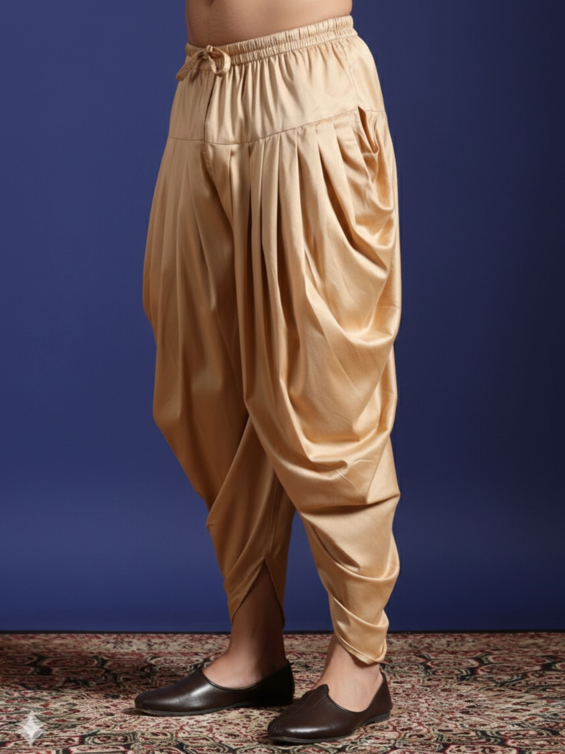 Zavaya Beige Plain Cotton Dhoti - Dista