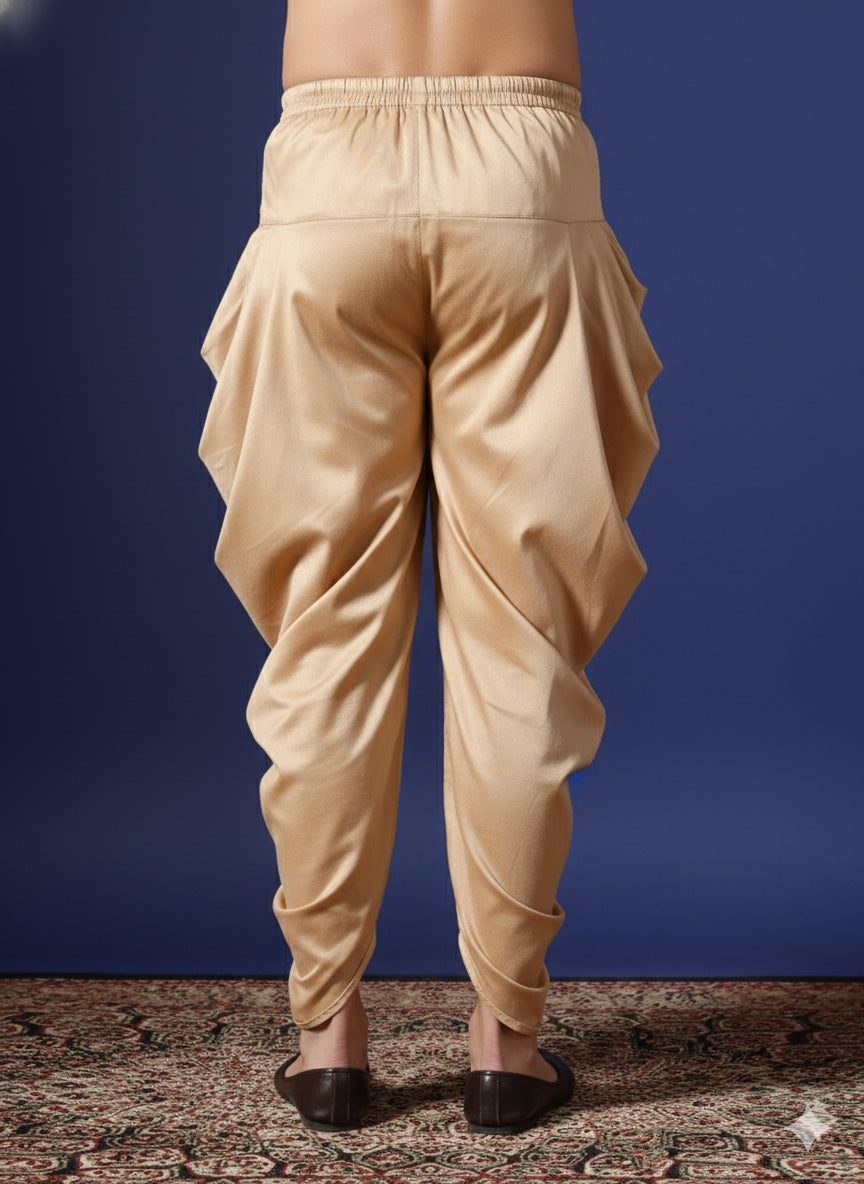 Zavaya Beige Plain Cotton Dhoti - Dista