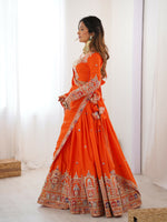 Thumbnail for Joban Fashion orange Lehenga Crepe silk Coding Dori with Sequence with Rivet Moti