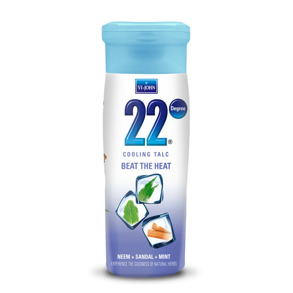 VI-JOHN 22 Degree Cooling Talc Beat the Heat Neem,Sandal and Mint