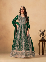 Thumbnail for Anaita Green Faux Georgette Stitched Anarkali Suit with Heavy Embroidery Work - Distacart