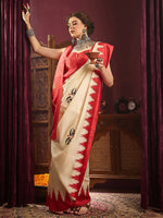 Thumbnail for NOZ2TOZ Women's Silk Blend Off White Printed Celebrity Saree With Blouse Piece - Distacart