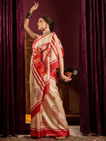 Thumbnail for NOZ2TOZ Women's Silk Blend Off White Printed Celebrity Saree With Blouse Piece - Distacart