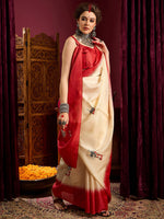 Thumbnail for NOZ2TOZ Women's Silk Blend Off White Printed Celebrity Saree With Blouse Piece - Distacart