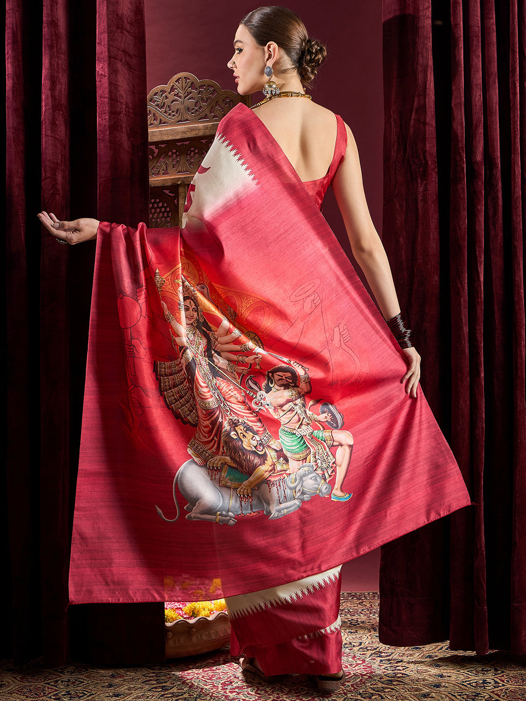 NOZ2TOZ Women's Silk Blend Off White Printed Celebrity Saree With Blouse Piece - Distacart