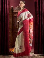 Thumbnail for NOZ2TOZ Women's Silk Blend Off White Printed Celebrity Saree With Blouse Piece - Distacart