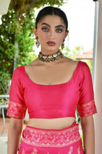 Thumbnail for Vishnu Weaves Women's Rani Handloom Raw Silk Thread Weaving Saree with Blouse