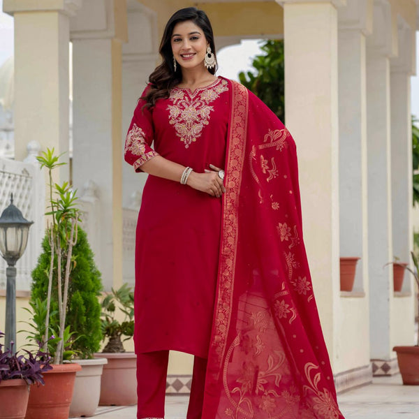 Lehenga Mart Designer Ready To Wear Kurta Pant With Dupatta For Women-Maroon - Distacart