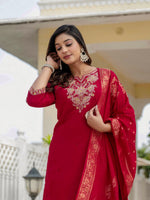Thumbnail for Lehenga Mart Designer Ready To Wear Kurta Pant With Dupatta For Women-Maroon - Distacart