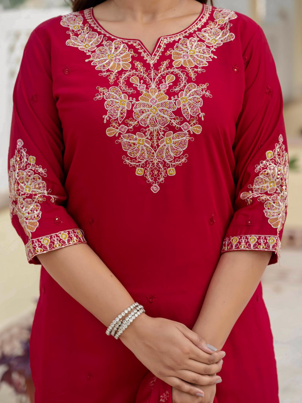 Lehenga Mart Designer Ready To Wear Kurta Pant With Dupatta For Women-Maroon - Distacart