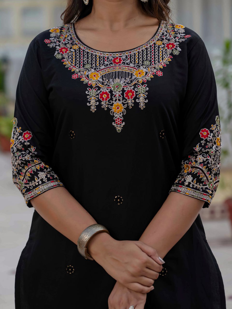 Lehenga Mart Designer Ready To Wear Kurta Pant With Dupatta For Women-Black - Distacart