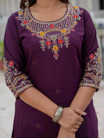 Thumbnail for Lehenga Mart Designer Ready To Wear Kurta Pant With Dupatta For Women-Wine - Distacart