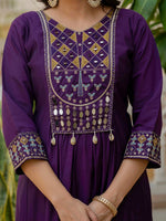 Thumbnail for Lehenga Mart Designer Anarkali Suit Ready To Wear Kurta Pant With Dupatta For Women-Purple - Distacart