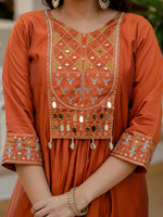Thumbnail for Lehenga Mart Designer Anarkali Suit Ready To Wear Kurta Pant With Dupatta For Women-Rust Orange - Distacart