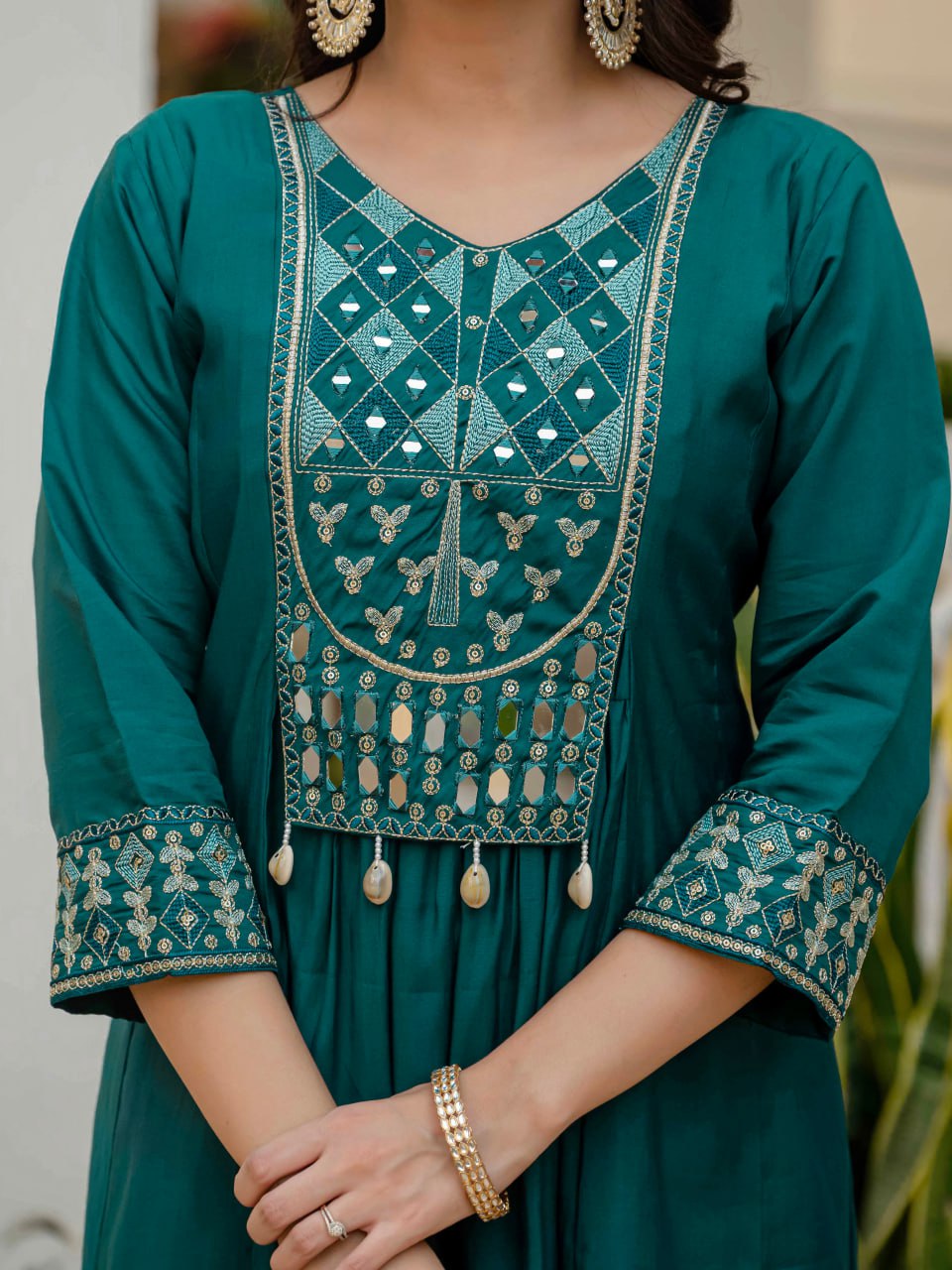 Lehenga Mart Designer Anarkali Suit Ready To Wear Kurta Pant With Dupatta For Women-Teal Green - Distacart