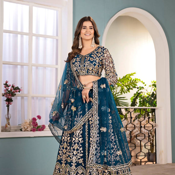 Lehenga Mart Designer Bollywood Style Wedding Wear Lehenga Choli - Blue - Distacart