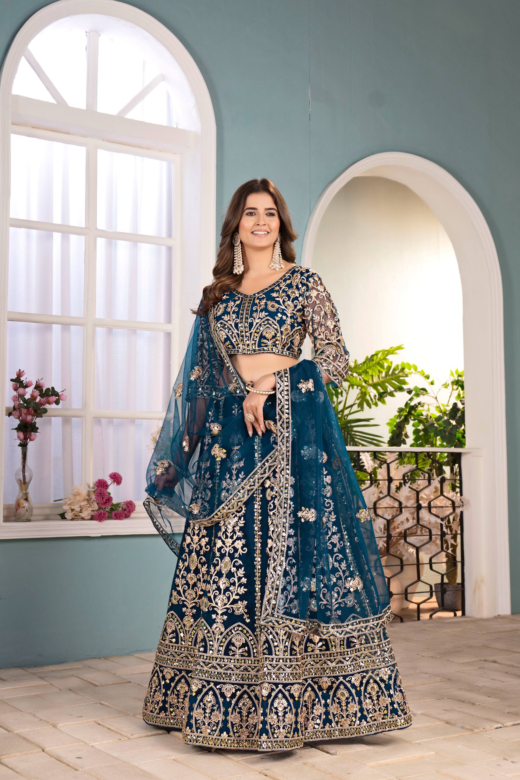 Lehenga Mart Designer Bollywood Style Wedding Wear Lehenga Choli - Blue - Distacart