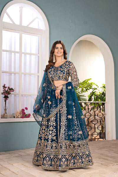 Lehenga Mart Designer Bollywood Style Wedding Wear Lehenga Choli - Blue