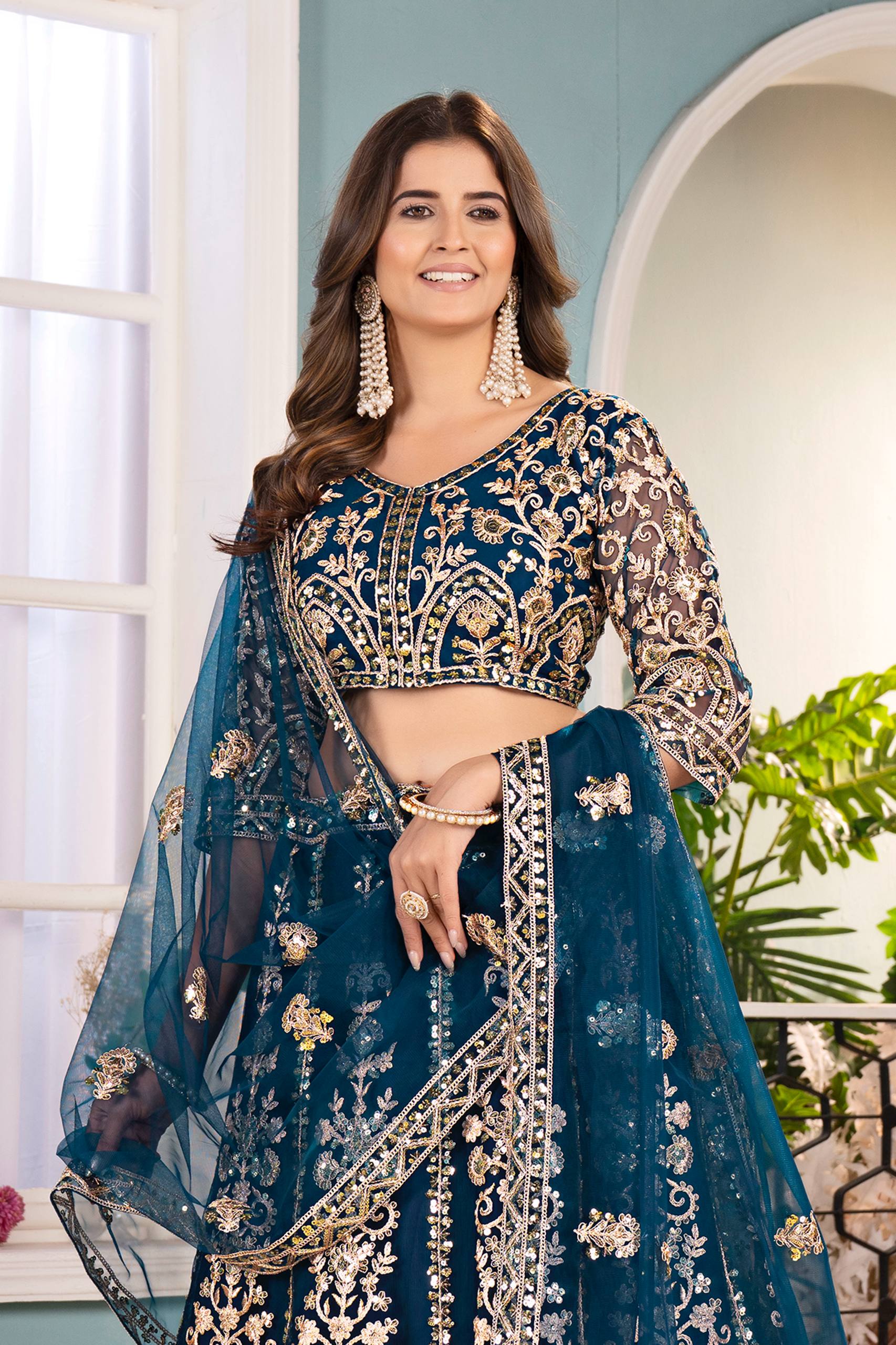 Lehenga Mart Designer Bollywood Style Wedding Wear Lehenga Choli - Blue