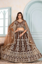 Thumbnail for Lehenga Mart Designer Bollywood Style Wedding Wear Lehenga Choli - Brown