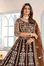 Thumbnail for Lehenga Mart Designer Bollywood Style Wedding Wear Lehenga Choli - Brown