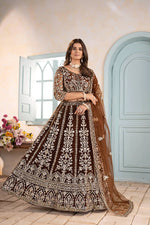 Thumbnail for Lehenga Mart Designer Bollywood Style Wedding Wear Lehenga Choli - Brown