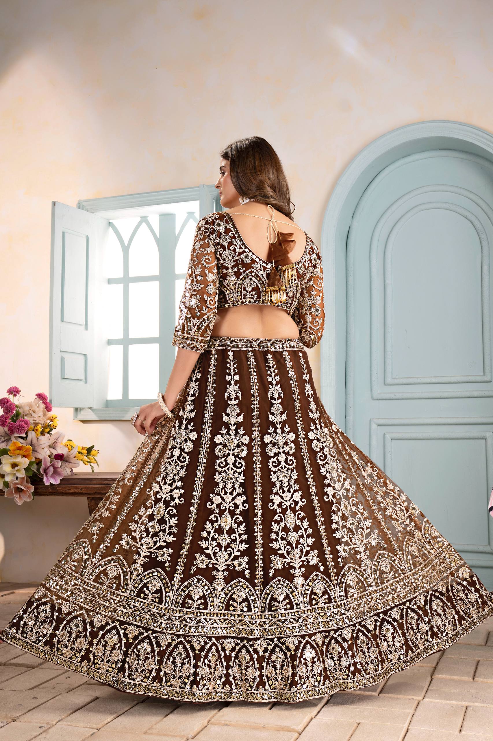 Lehenga Mart Designer Bollywood Style Wedding Wear Lehenga Choli - Brown