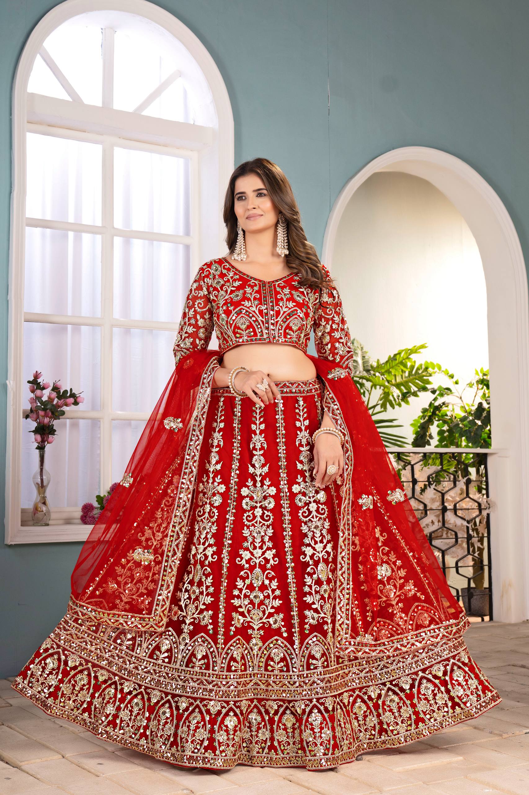 Lehenga Mart Designer Bollywood Style Wedding Wear Lehenga Choli - Red