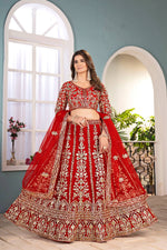 Thumbnail for Lehenga Mart Designer Bollywood Style Wedding Wear Lehenga Choli - Red
