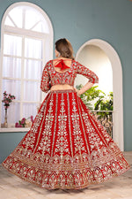 Thumbnail for Lehenga Mart Designer Bollywood Style Wedding Wear Lehenga Choli - Red
