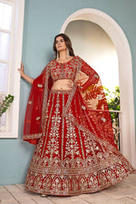 Thumbnail for Lehenga Mart Designer Bollywood Style Wedding Wear Lehenga Choli - Red
